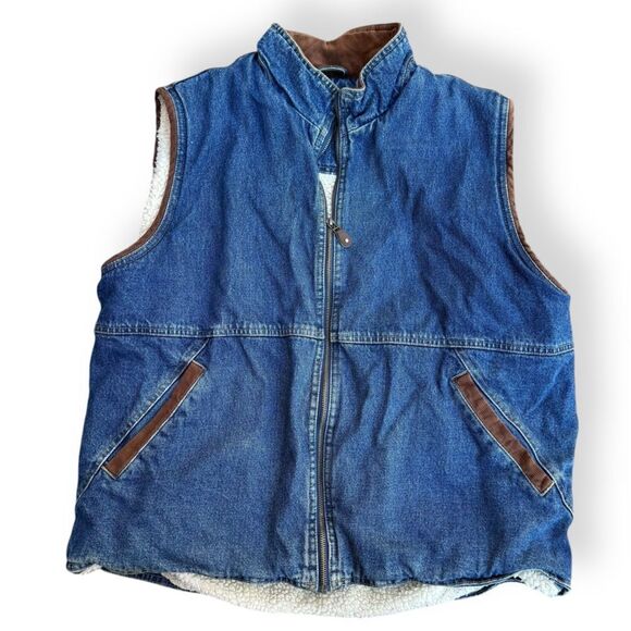 Wrangler Sherpa Lined Denim Trucker Vest Men’s size XL - Picture 1 of 9